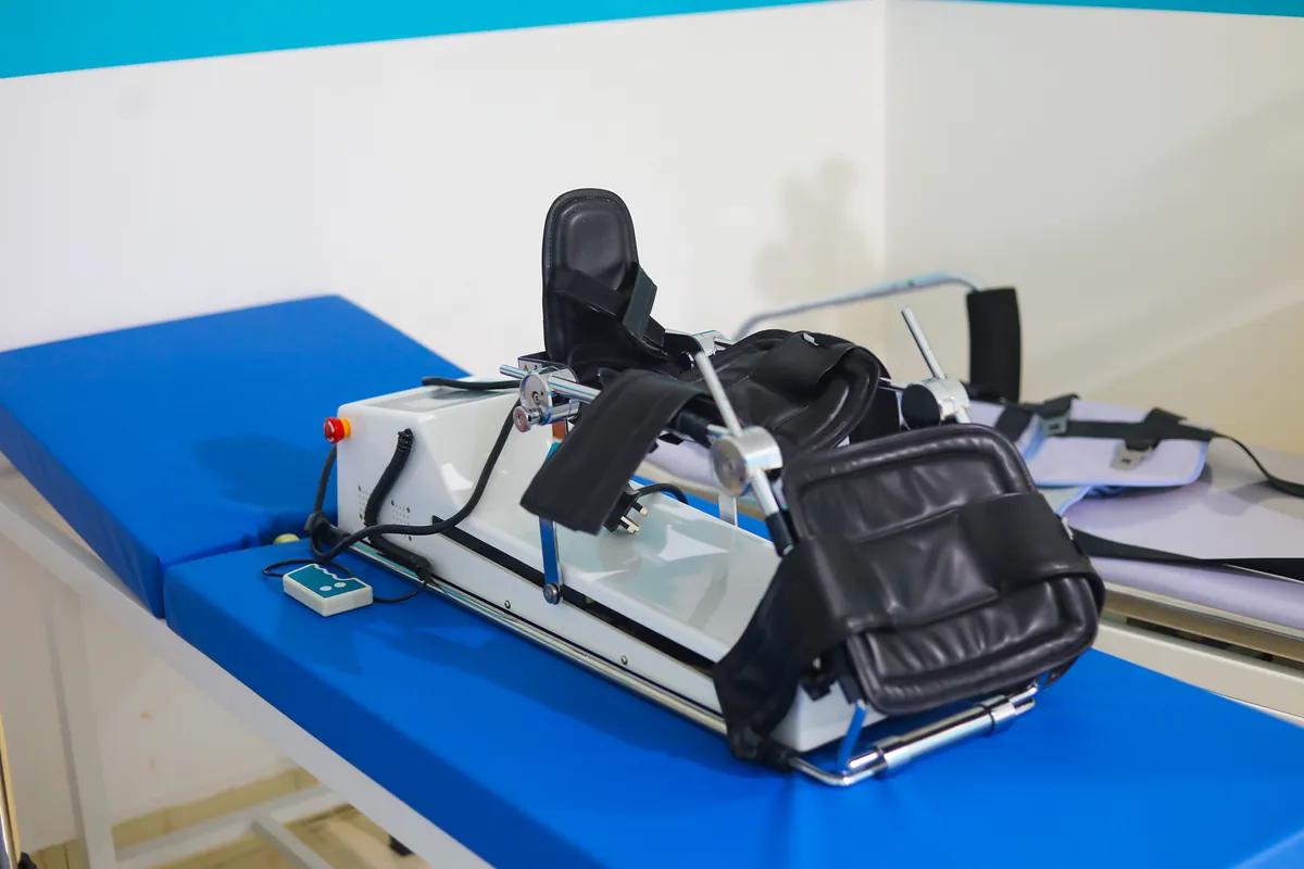 Treatment equipment set up on a couch in the physiotherapy room